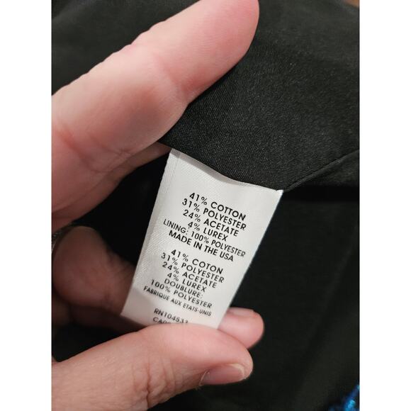 Nanette Lepore Metallic Blue Black Jacquard Sleeveless Fit & Flare Dress  6 NYE - Picture 6 of 8